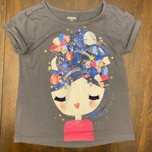 Gymboree XS 4 Grey Girls Tee - Curious & Creative